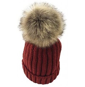 Skullies & Beanies Womens Winter Warm Knitted Pom Pom Beanie Hat with Hair Tie - Black - CW18KA6ROTQ