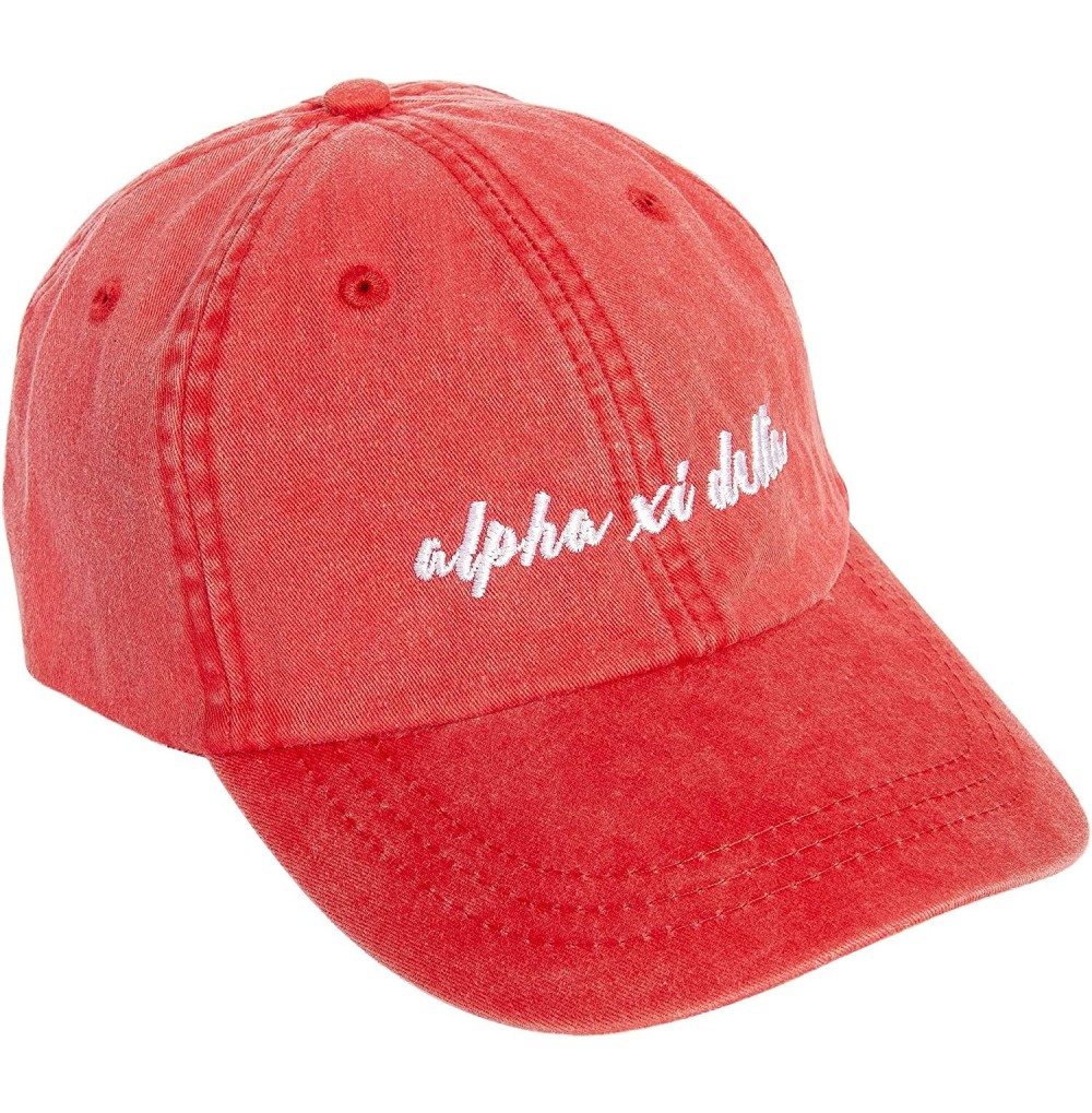 Baseball Caps Alpha Xi Sorority Baseball Hat Cap Cursive Name Font Alpha zee - Red - CH18SDE3XW5