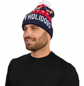 Skullies & Beanies Men's Christmas Hat- Charcoal/Green- One Size - Navy Holidogs - CY18UYL6632