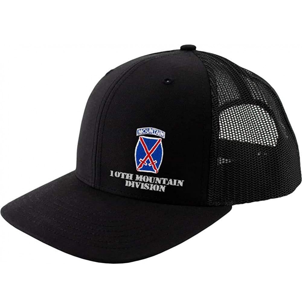 Baseball Caps Army 10th Mountain Division Full Color Trucker Hat - Solid Black - C818RM4998M
