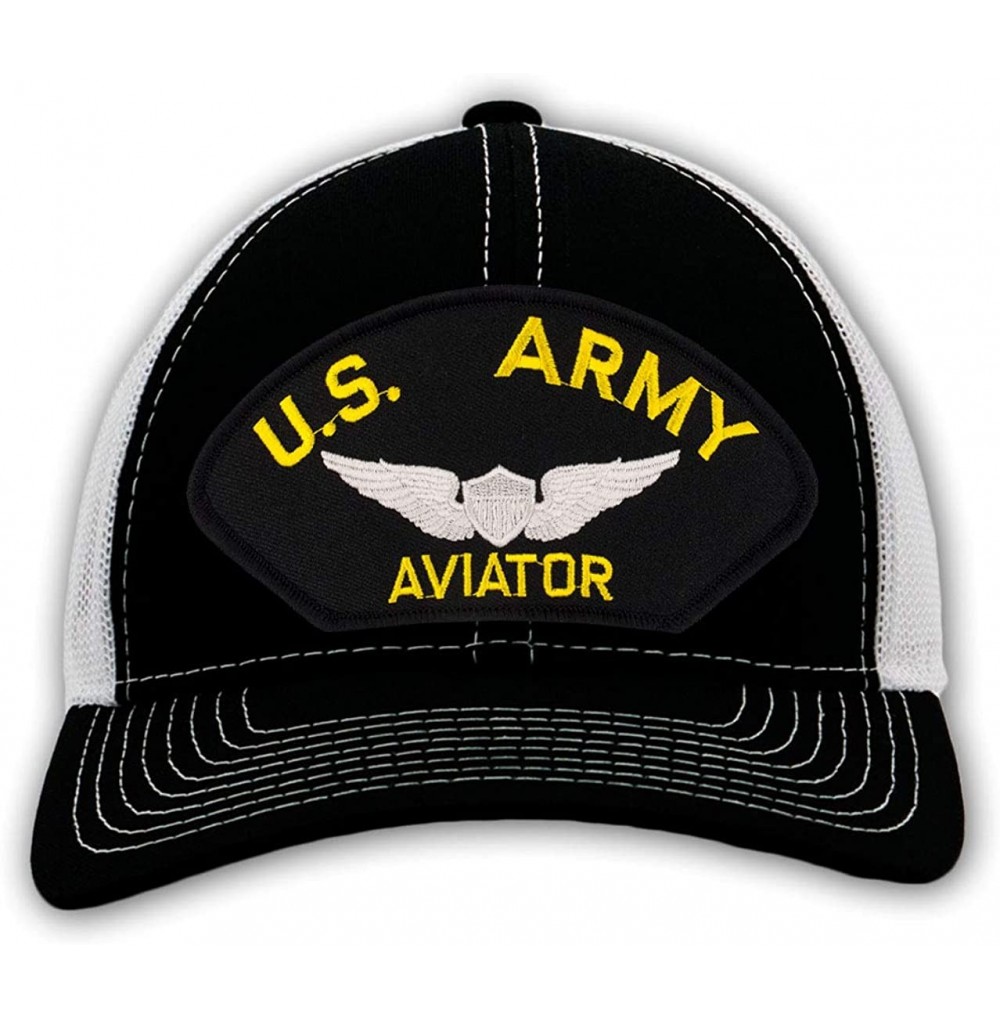 Baseball Caps US Army Aviator Hat/Ballcap Adjustable One Size Fits Most - Mesh-back Black & White - CI18ICCZTY4