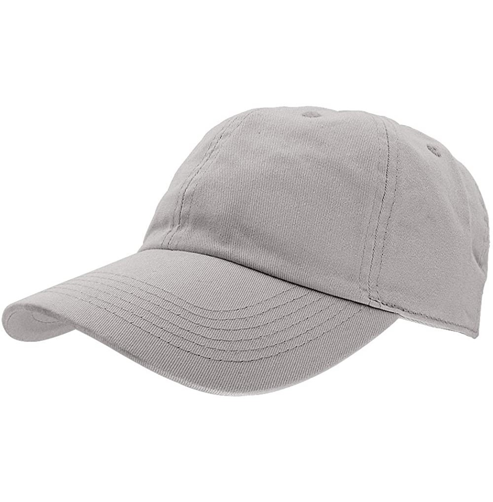 Baseball Caps Baseball Caps Dad Hats 100% Cotton Polo Style Plain Blank Adjustable Size - Grey - C518EZE94XU