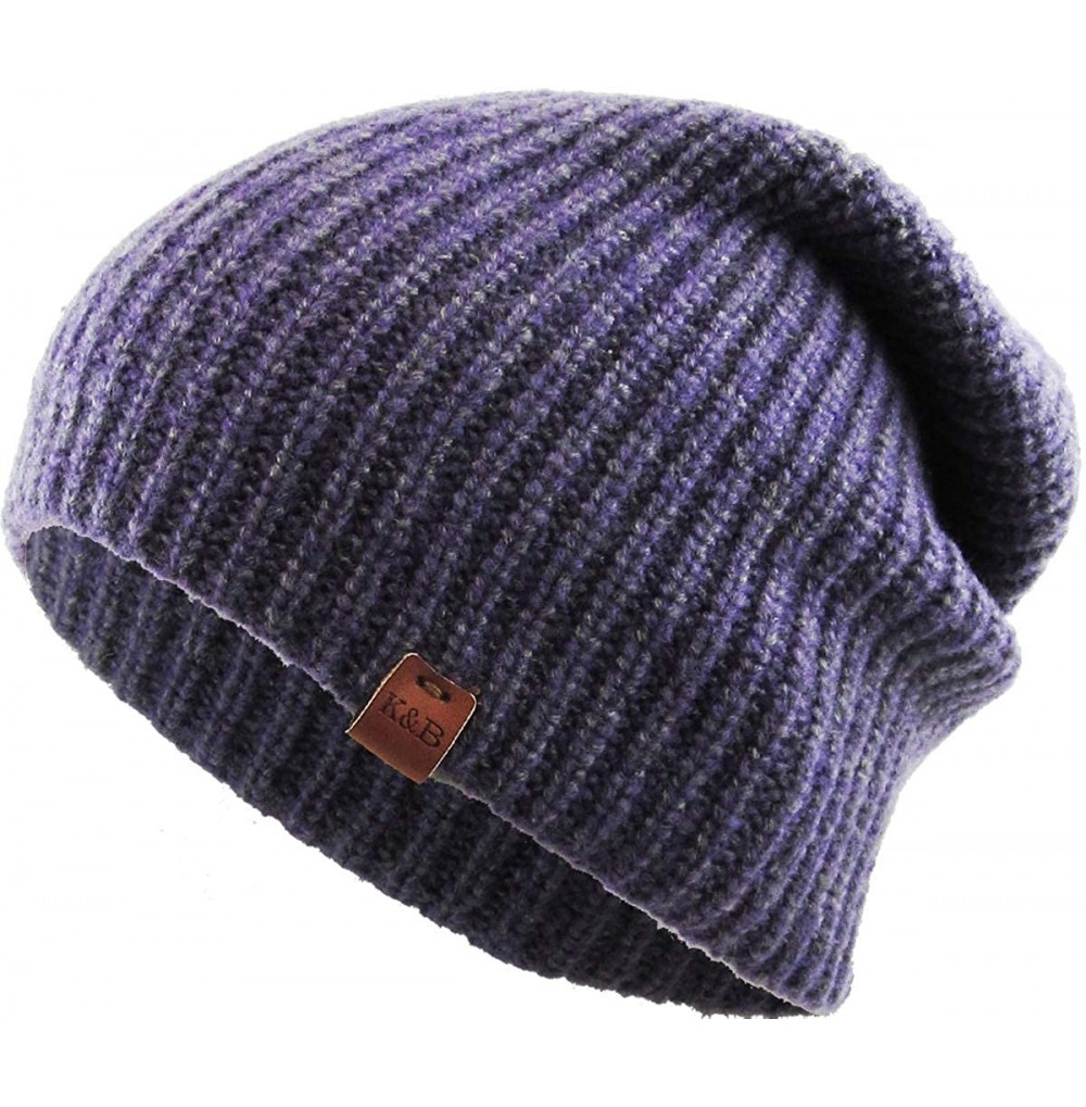 Skullies & Beanies Comfortable Soft Slouchy Beanie Collection Winter Ski Baggy Hat Unisex Various Styles - 6.4) Wool Mix Purp...