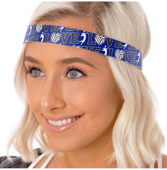 Headbands Cute Adjustable No Slip I Love Volleyball Headbands for Girls & Women - Volleyball Mixed Royal Blue 3pk - C4188G3RY34