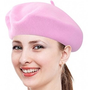 Berets Classic Lady Women Warm Wool Blend French Artist Beret Beanie Winter Hat Ski Cap - Pink - CA18MDLA3OM