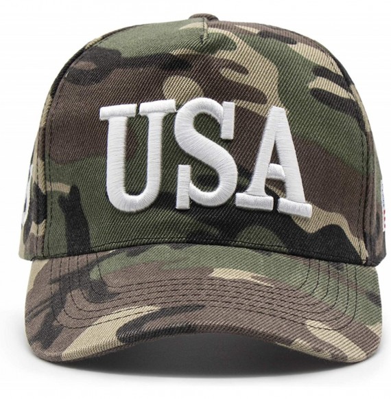 Baseball Caps USA 45 Trump Make America Great Again Embroidered Hat with Flag - Camo - CX18Y0YUGDQ