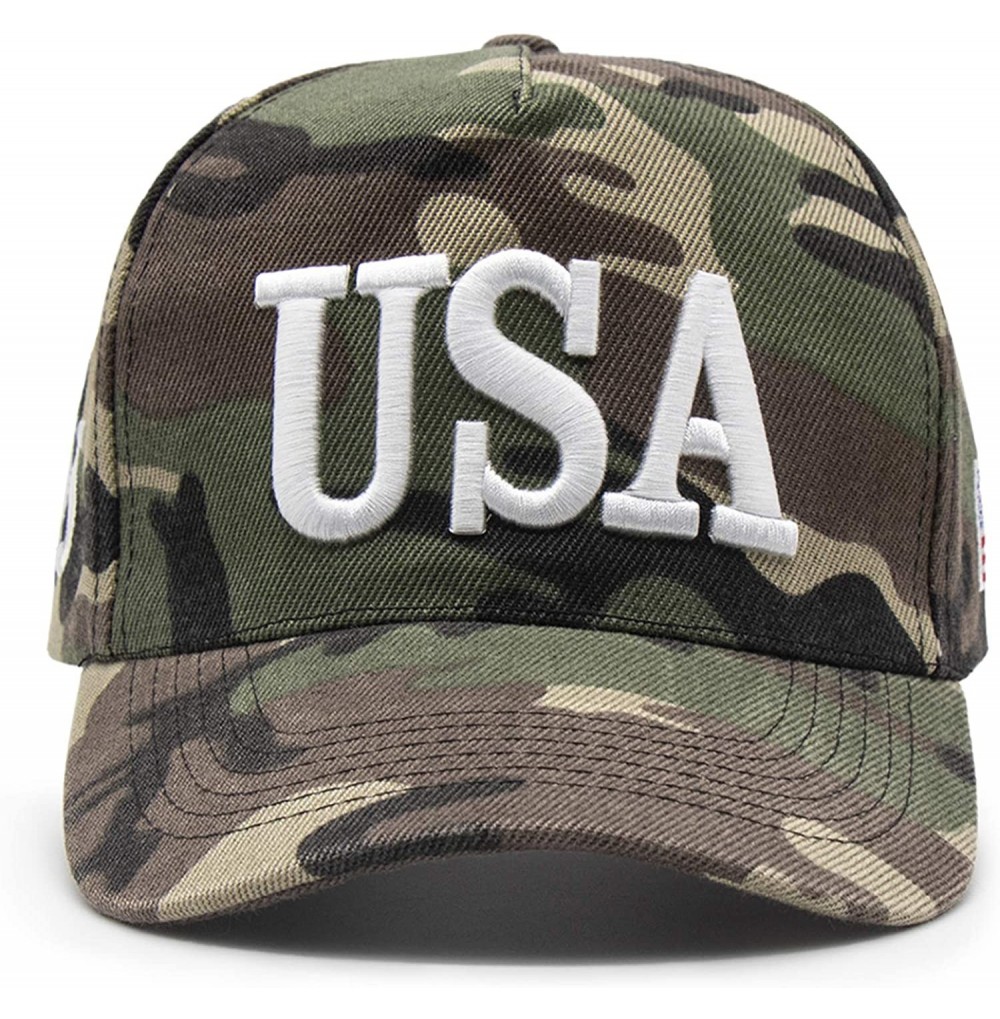 Baseball Caps USA 45 Trump Make America Great Again Embroidered Hat with Flag - Camo - CX18Y0YUGDQ