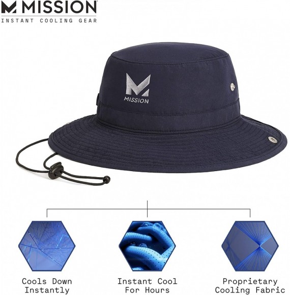 Sun Hats Cooling Bucket Hat- UPF 50- 3" Wide Brim- Cools When Wet - Navy - CL18KXRTCN7