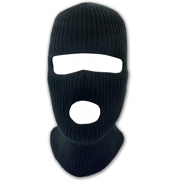 Balaclavas Mens Black Knit Thermal Face Ski Mask - 2 Hole - CK18AXD3TU3