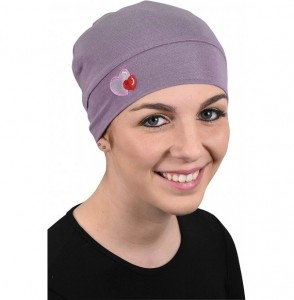 Skullies & Beanies Womens Soft Sleep Cap Comfy Cancer Hat with Hearts Applique - Lavender - CO189ST49TI