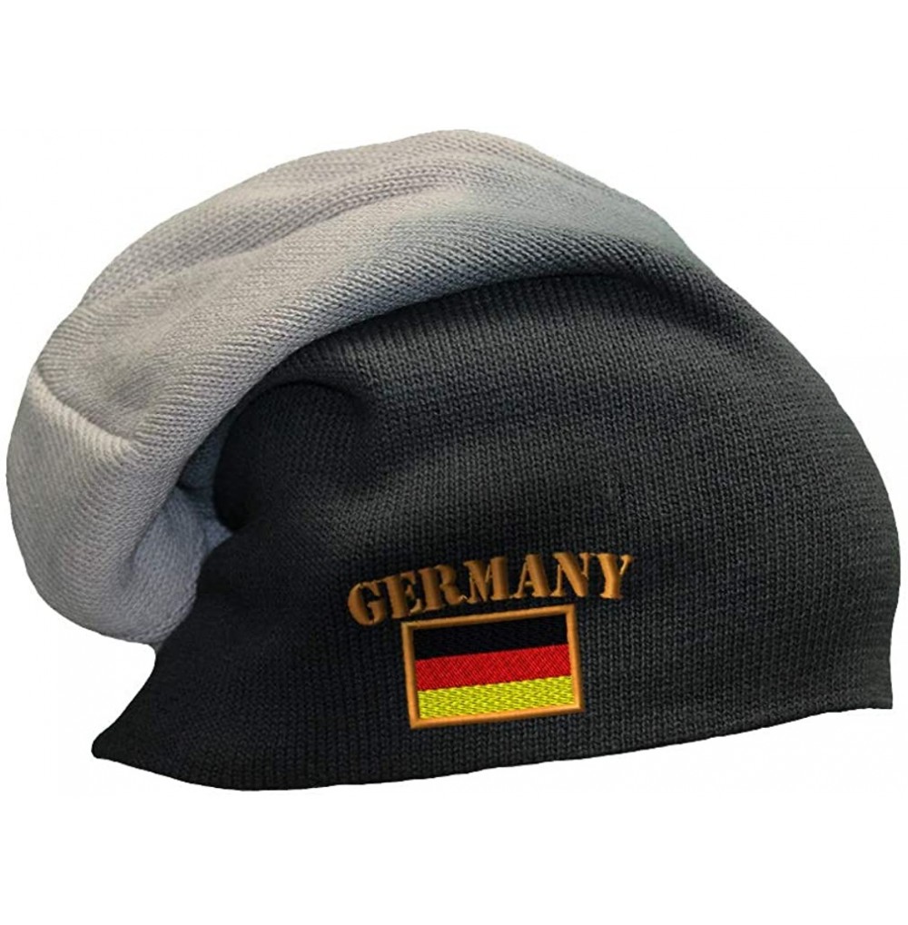 Skullies & Beanies Slouchy Beanie for Men & Women Germany Flag Embroidery Skull Cap Hats 1 Size - Black Grey - CN18ZDNUGCS