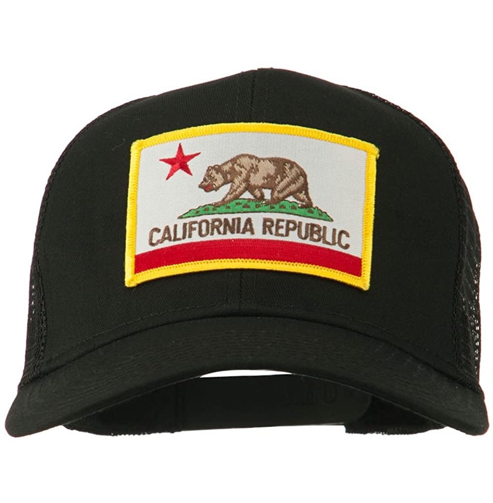 Baseball Caps California State Flag Patched Twill Mesh Cap - Black - CO11QLM8TMJ