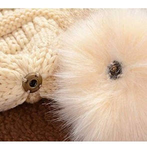 Skullies & Beanies Slouchy Winter Knit Beanie Cap Chunky Faux Fur Pom Pom Hat Bobble Ski Cap - Deep Grey 02 - CL1802E4C7M