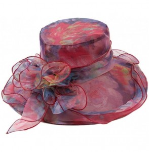 Sun Hats Women's Colorful Organza Wide Brim Tea Party Kentucky Derby Hat (Multicolored5) - C312G0XDKPT