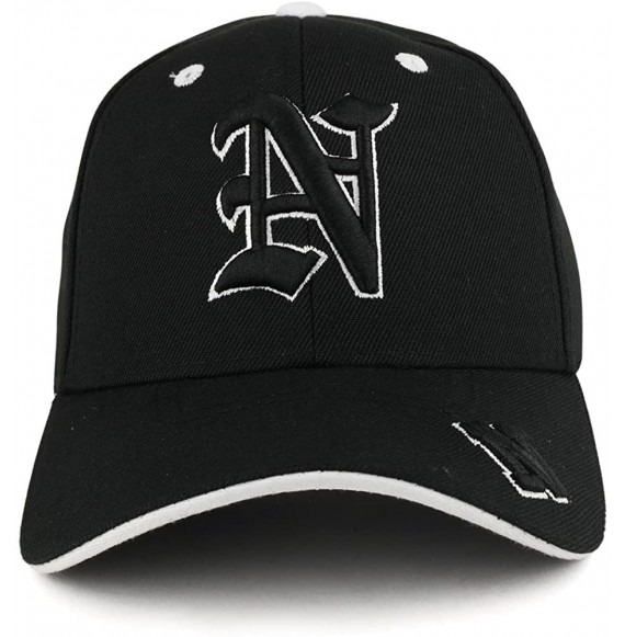 Baseball Caps Gothic Alphabet Letters 3D Monogram Embroidered Structured Baseball Cap - N - CT185S22D9S