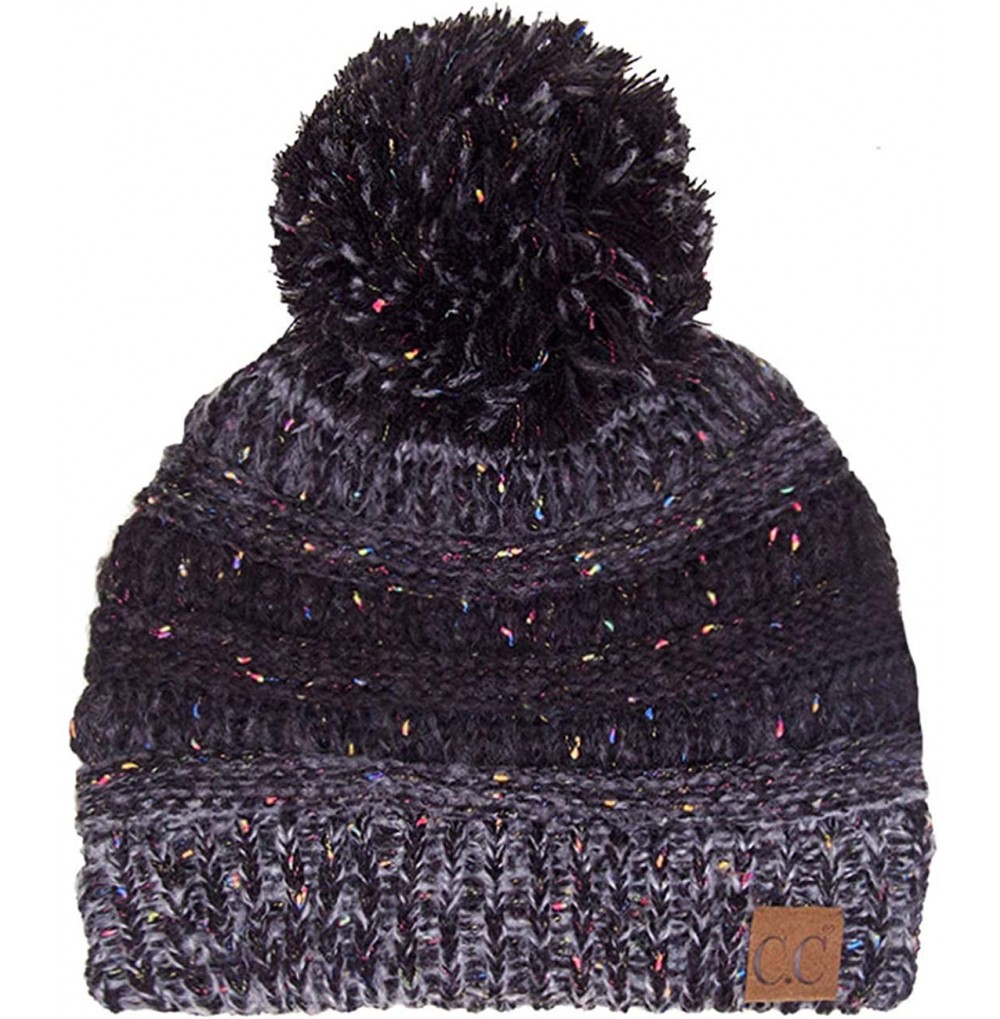 Skullies & Beanies Exclusive CC Confetti Knitted Beanie with Pom Pom - Black - CP12K7FA7PL