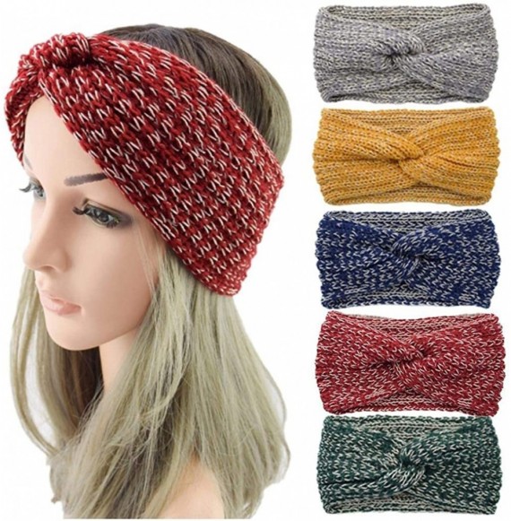 Cold Weather Headbands Women Knitted Hairband Crochet Twist Ear Warmer Winter Braided Head Wraps - Navy Blue - C01932MLK08