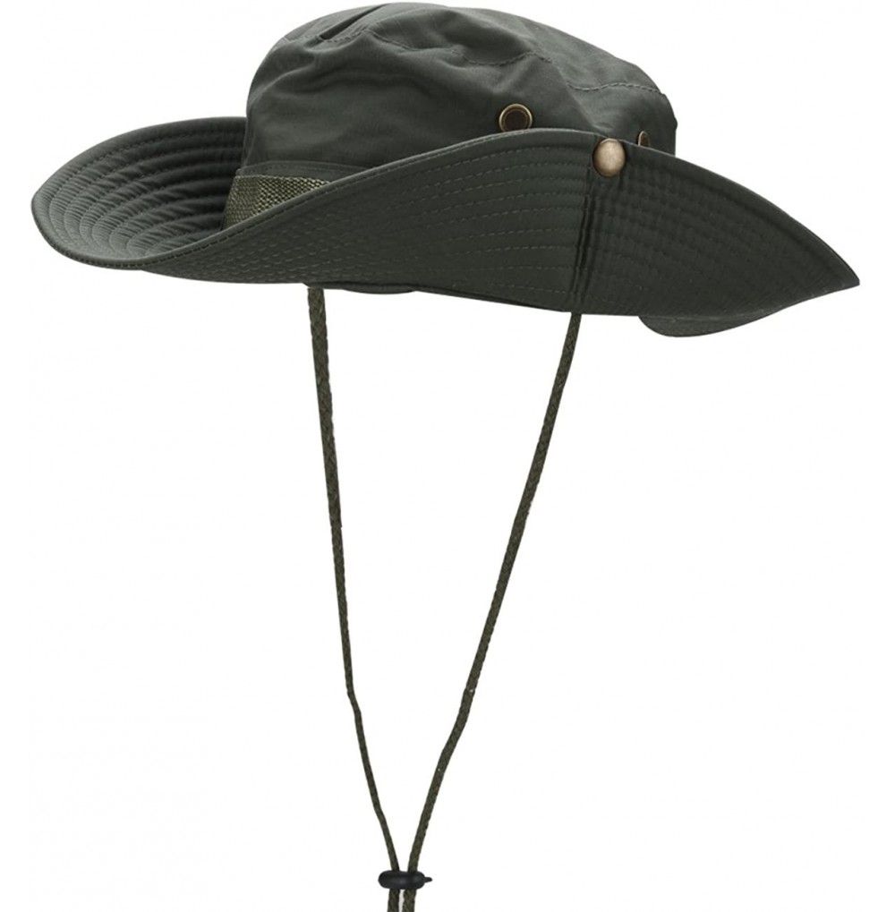 Cowboy Hats Versatile Fishing Hat UPF Beach Sun Hat with Wide Brim and Chin Strap - Green - CK11XMH19XR