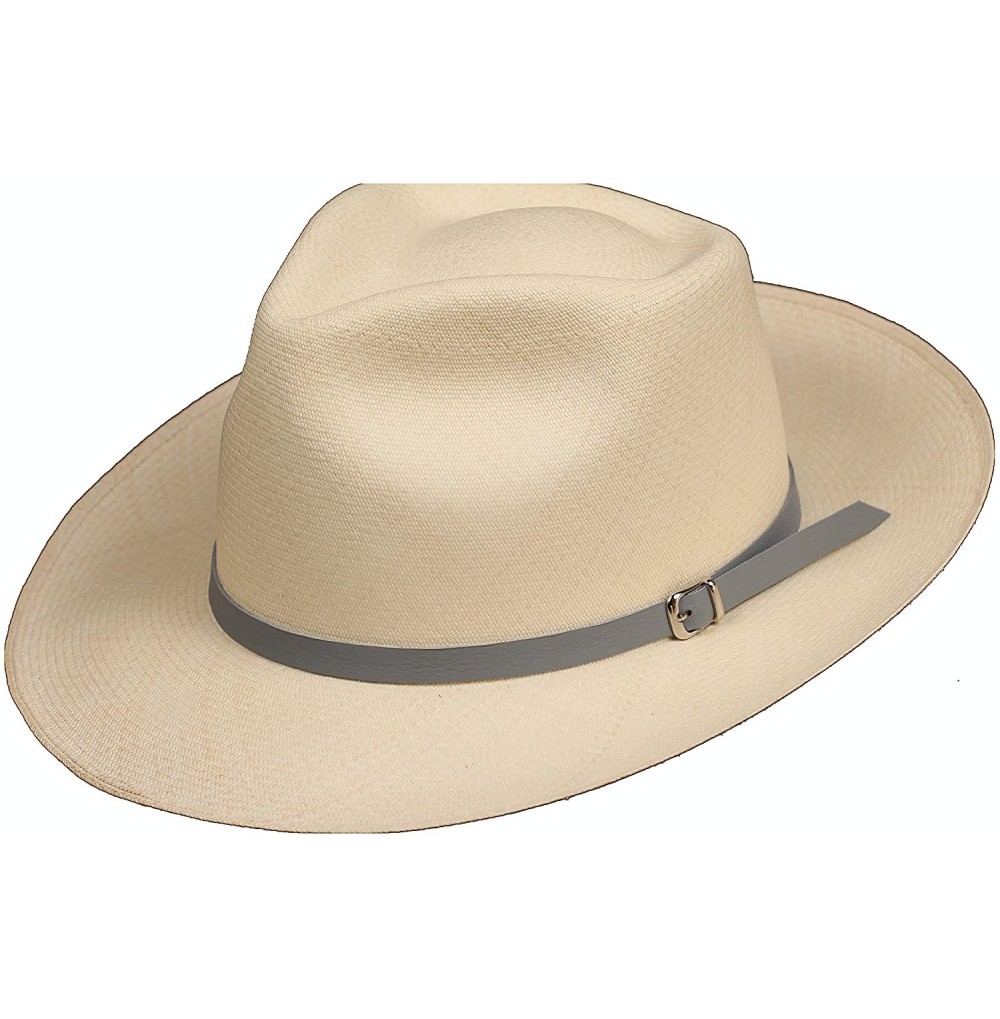 Sun Hats Leather Panama Hat Band - (Half Inch) - Grey - CK185WW4G9O