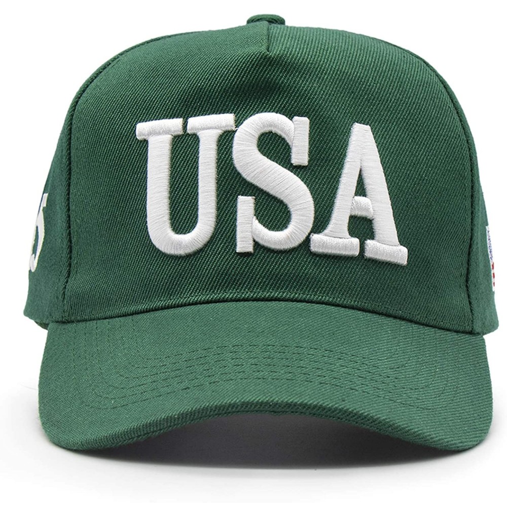 Baseball Caps USA 45 Trump Make America Great Again Embroidered Hat with Flag - Green - C318Y9WNUOK