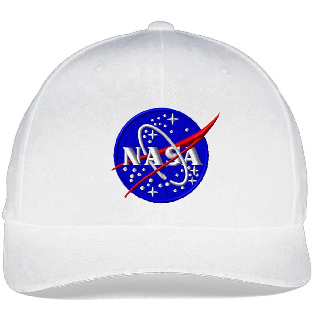 Baseball Caps Lunar NASA- Fine Finished Embroidered- Flexfit Hats - White - CN12HYS9ZUN