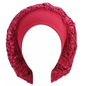 Skullies & Beanies Large Net Night & Day Cap Bonnet Wide Band Crocheted Slouchy Hat for Women - Wine Red - C618OW4ZT39