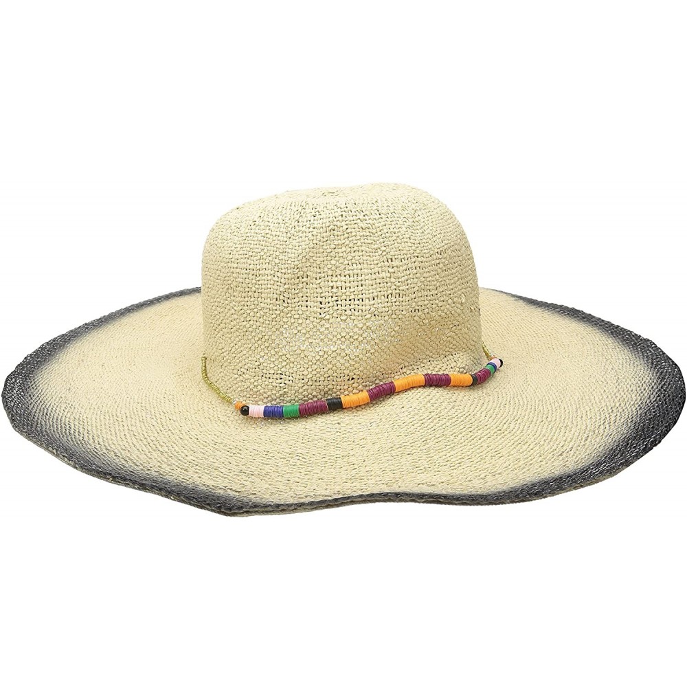 Sun Hats Women's Fine Weave Round Crown Sun Hat with Dyed Edges - Natural/Black - CW126AOQ5LX