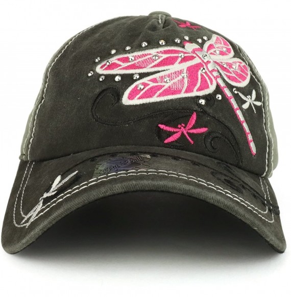 Baseball Caps Dragonfly Embroidered Stitch Multi Color Baseball Cap - Grey Charcoal - CW1898LKWRH