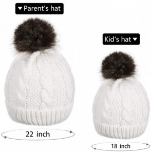 Skullies & Beanies 2PCS Parent-Child Hat Winter Warmer Baby Hat/Women Pom Pom Beanie- Mother & Baby Knit Skull Cap - Single W...