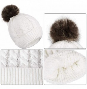 Skullies & Beanies 2PCS Parent-Child Hat Winter Warmer Baby Hat/Women Pom Pom Beanie- Mother & Baby Knit Skull Cap - Single W...