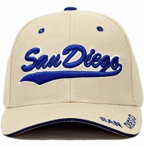 Baseball Caps San Diego Embroidery Hat Adjustable City State 3D Logo Baseball Cap - Beige/ Navy - CO18Q82ED9S