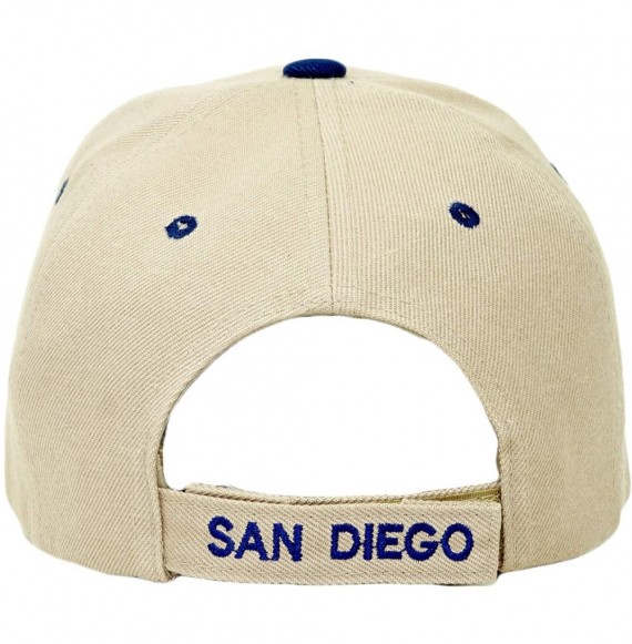 Baseball Caps San Diego Embroidery Hat Adjustable City State 3D Logo Baseball Cap - Beige/ Navy - CO18Q82ED9S
