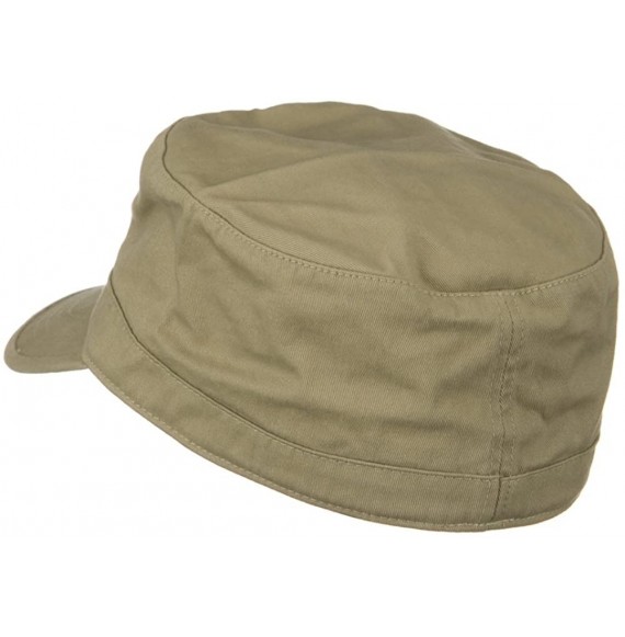Baseball Caps Big Size Cotton Fitted Military Cap - Khaki - C511673JTFN