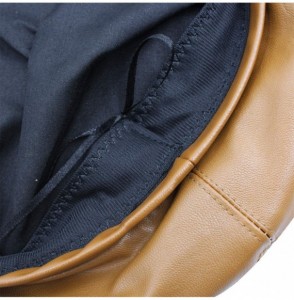 Berets Women PU Leather French Black Beret Hat Causal Beanie Hat - Upgrade -Pu Leather- Khaki - CF18ALLSAQD