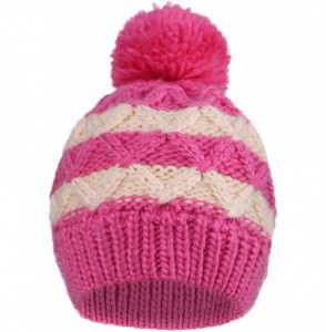 Skullies & Beanies Boys Girls Kids Knit Beanie with Pompom Toddlers Winter Hat Cap - Rose/Cream With Fleece - CY185369KMY