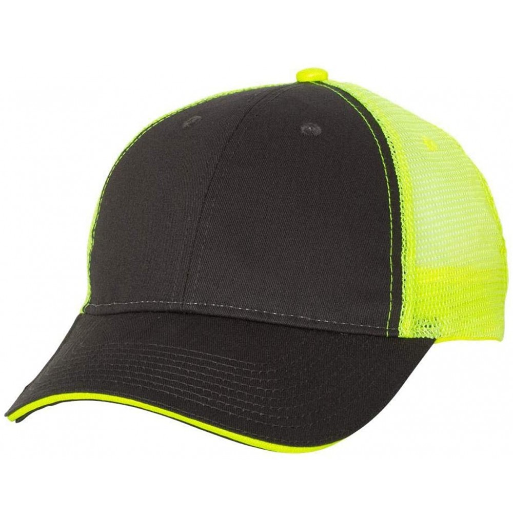 Baseball Caps Sandwich Trucker Cap - Charcoal/Neon Yellow - CJ182SUUR9R