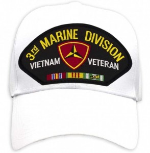 Baseball Caps USMC - 3rd Marine Division - Vietnam Hat/Ballcap Adjustable One Size Fits Most - White - CO18HWRQAR2