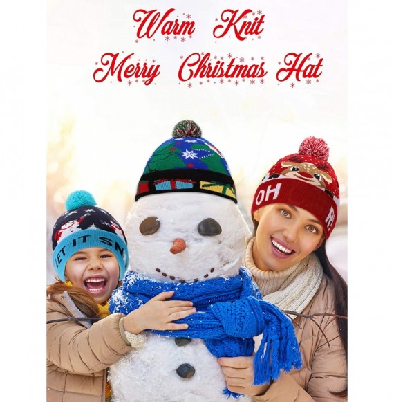 Skullies & Beanies 4 Pieces Led Christmas Beanie Hat Led Light Up Xmas Hat Knit Christmas Cap with 6 Lights - CC18A7DEK2E