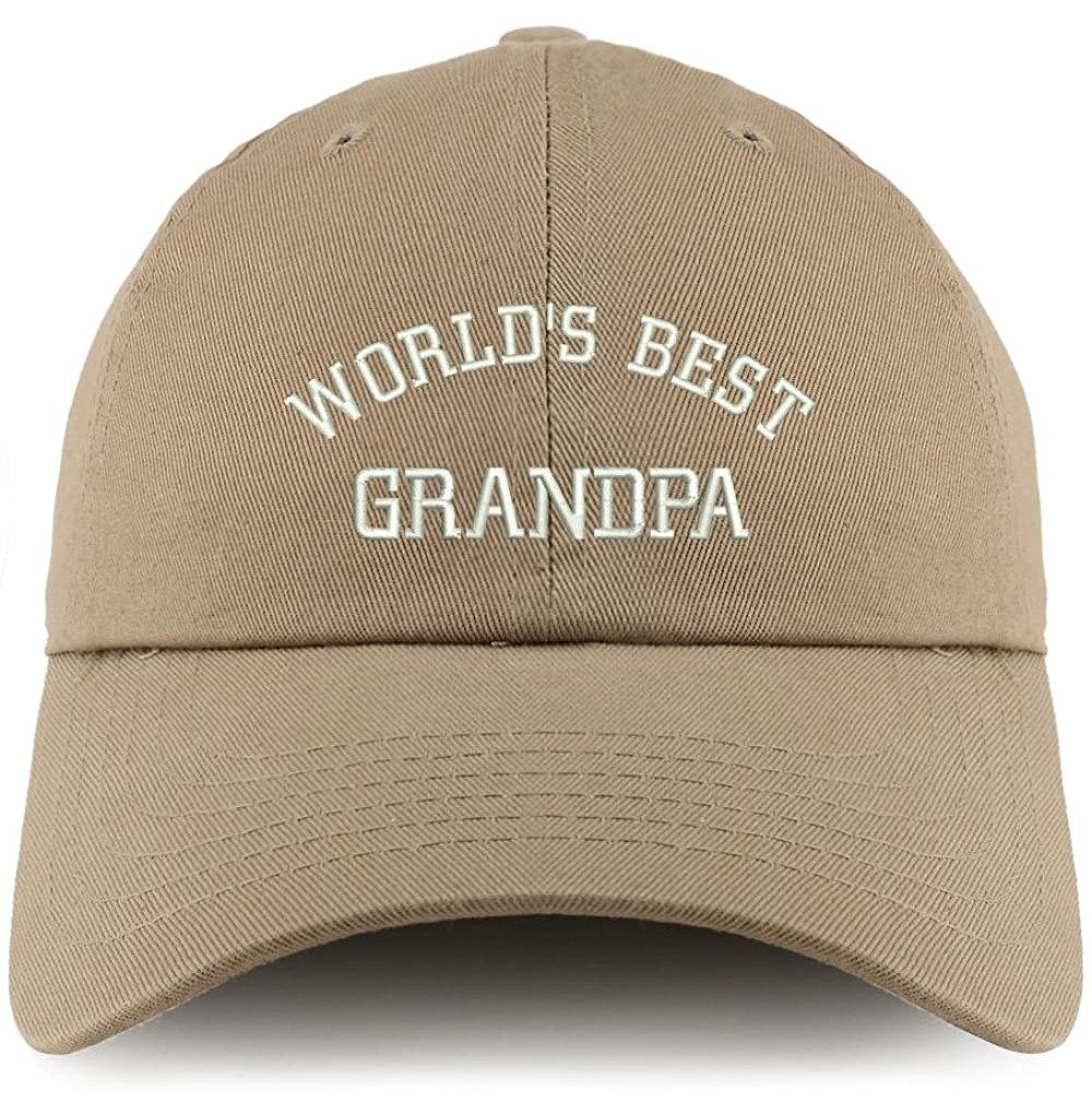 Baseball Caps World's Best Grandpa Embroidered Low Profile Soft Cotton Dad Hat Cap - Khaki - CH18D524SKH