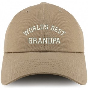 Baseball Caps World's Best Grandpa Embroidered Low Profile Soft Cotton Dad Hat Cap - Khaki - CH18D524SKH