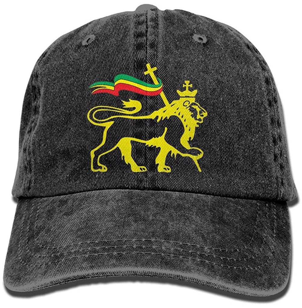 Sun Hats Rasta Lion of Judah Vintage Washed Dyed Cotton Adjustable Plain Cap Low Profile Black - CI185QOIH84