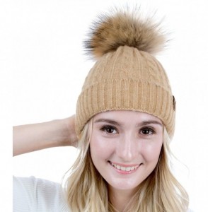 Skullies & Beanies Cute Beanie Hats for Womens Pom Pom Hat Knit Hat Thermal Ski Hat - Black Beige(2pcs) - CH18TM9T8T9