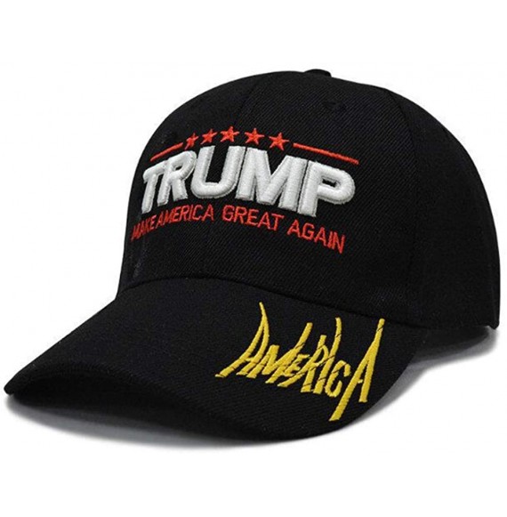 Skullies & Beanies Trump 2020 Keep America Great 3D Embroidery American Flag Baseball Cap - 013 Black - CQ18O222ZN3