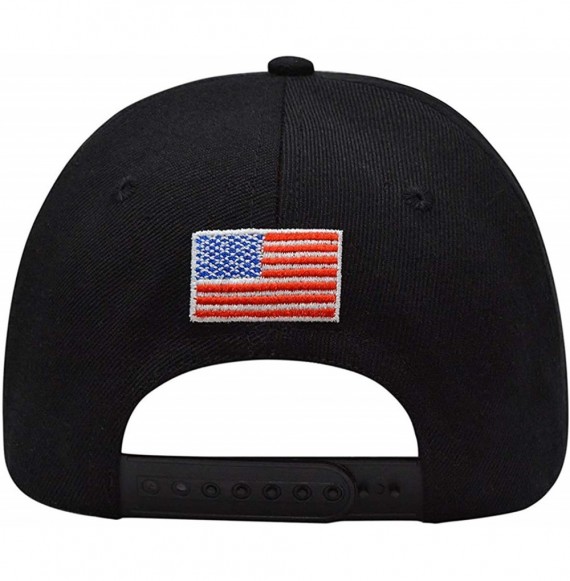 Skullies & Beanies Trump 2020 Keep America Great 3D Embroidery American Flag Baseball Cap - 013 Black - CQ18O222ZN3
