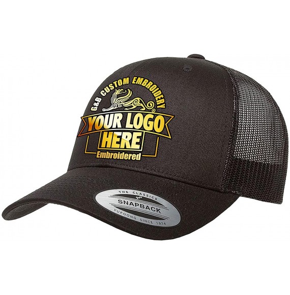 Baseball Caps 6606- 6606T- 6606MC- 6606C Yupoong Retro Trucker Custom Hat - Black/Black - C418HO2T6DZ
