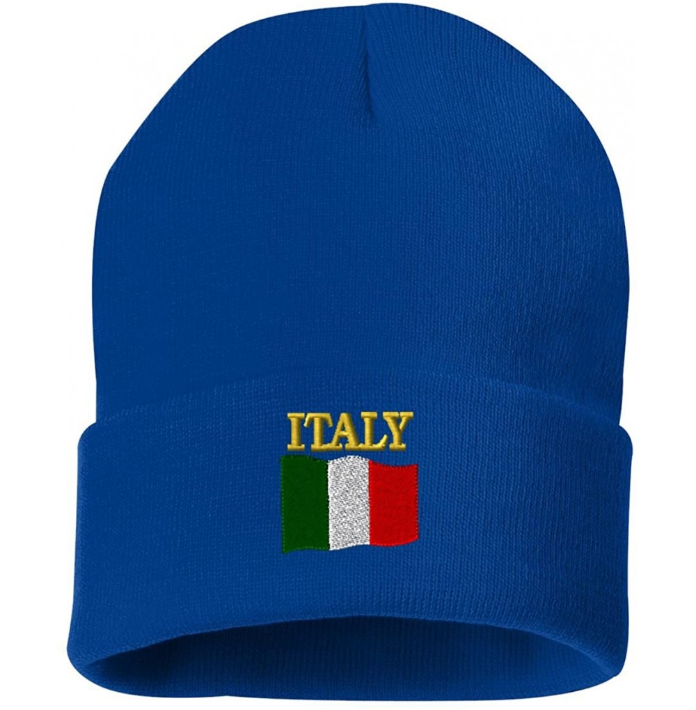 Skullies & Beanies ITALY COUNTRY FLAG Custom Personalized Embroidery Embroidered Beanie - Royal Blue - CO186TDNDO5