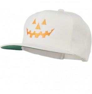 Baseball Caps Halloween Pumpkin Face Embroidered Snapback Cap - Natural - C711ONYYD9P