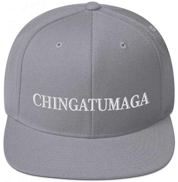 Baseball Caps CHINGATUMAGA Hat (Embroidered Wool Blend Snapback Hat) Chinga Tu MAGA Parody - Silver - C518ZC05N7R