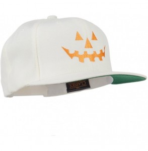 Baseball Caps Halloween Pumpkin Face Embroidered Snapback Cap - Natural - C711ONYYD9P