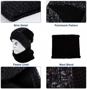Skullies & Beanies Wool Visor Beanie for Men Winter Knit Hat Scarf Sets Neck Mask - 16201coffee - CG18IL9EL6T